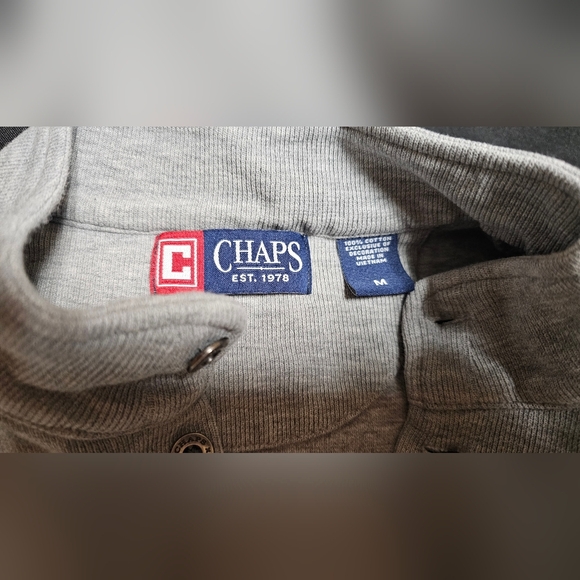 Chaps Men’s Sweater Medium Gray Pullover Buttons Fall Warm - Picture 3 of 8